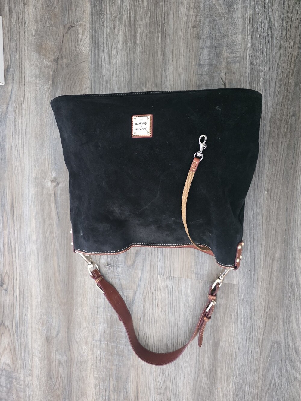 Vintage Rare Dooney & Bourke Black /Brown Suede Shoulder Bag - Picture 5 of 9